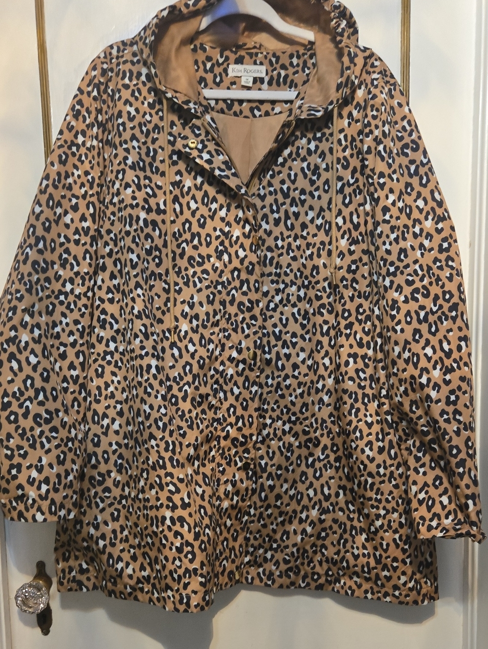 Kim Rogers Leopard Print Trench Coat in Tan and Black